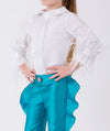 Turquoise Ruffle Pants