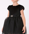 Children's black dress with tulle skirt and cap sleeves, ideal for special events