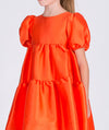 Orange Balloon Sleeved Dress