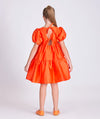 Orange Balloon Sleeved Dress