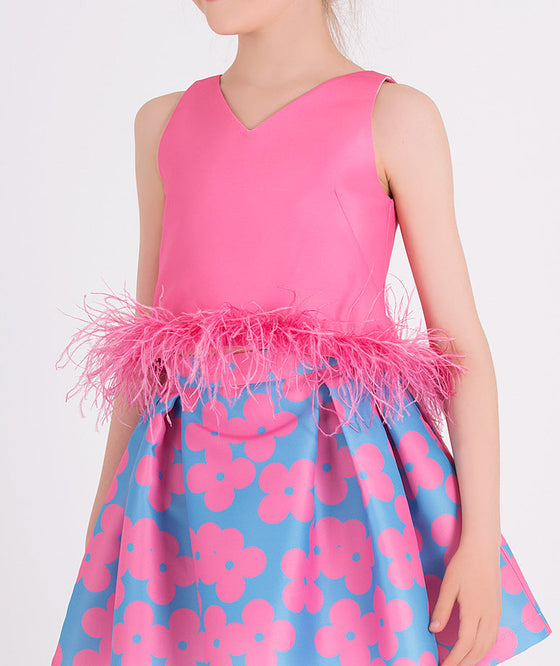 Pink Bloom Blue Skirt