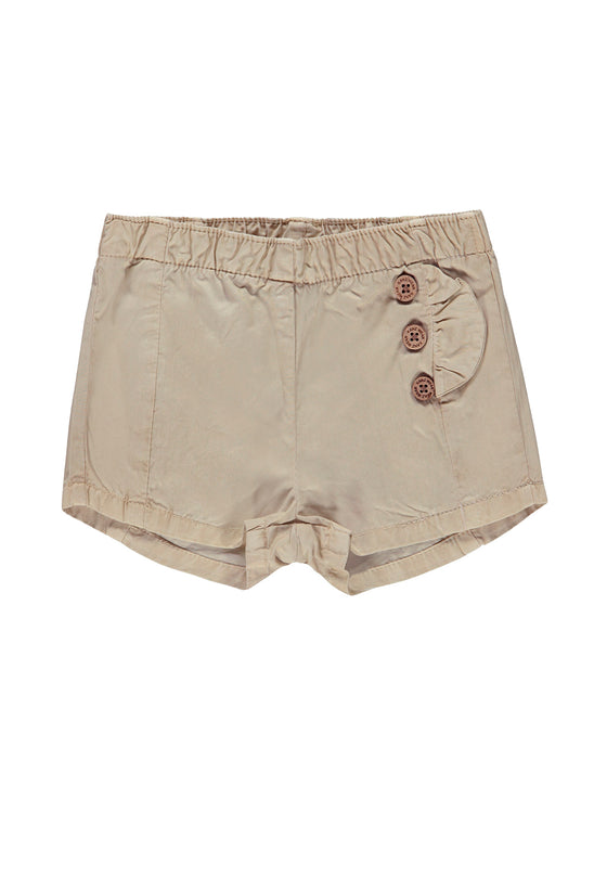 Beige Buttoned Baby Shorts