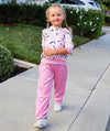 pink floral comfy tracksuit for little girls