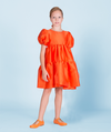 Orange Balloon Sleeved Dress