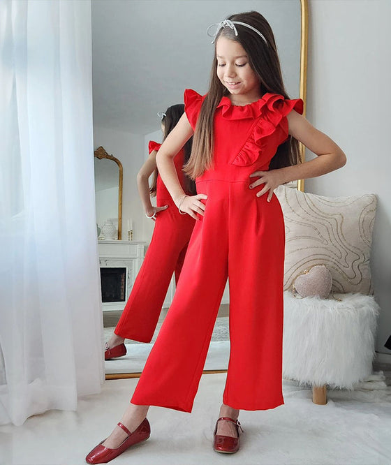 casual red ruffled jumper for kids