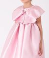 elegant baby pink bow bolero dress